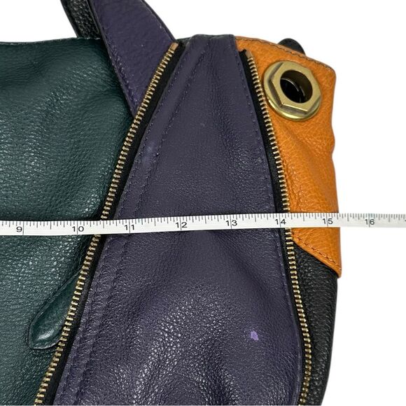 OrYANY Colorblock Multicolor Leather Zipper Slouchy Hobo Shoulder Bag Satchel - Picture 9 of 11